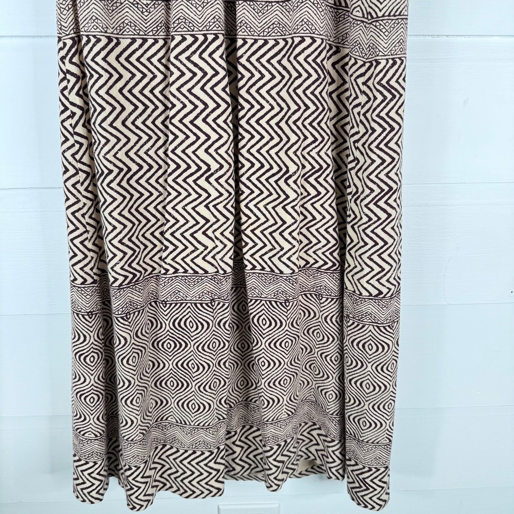 Edmé & Esyllte Anthropologie Strapless Maxi Dress Sz 12 Brown Cream Boho Cotton - Picture 10 of 14